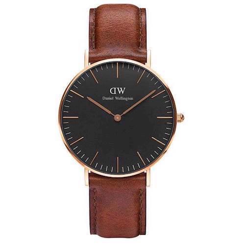 Image of rosa forgyldt Classic Black St Mawes quartz Dame ur fra Daniel Wellington